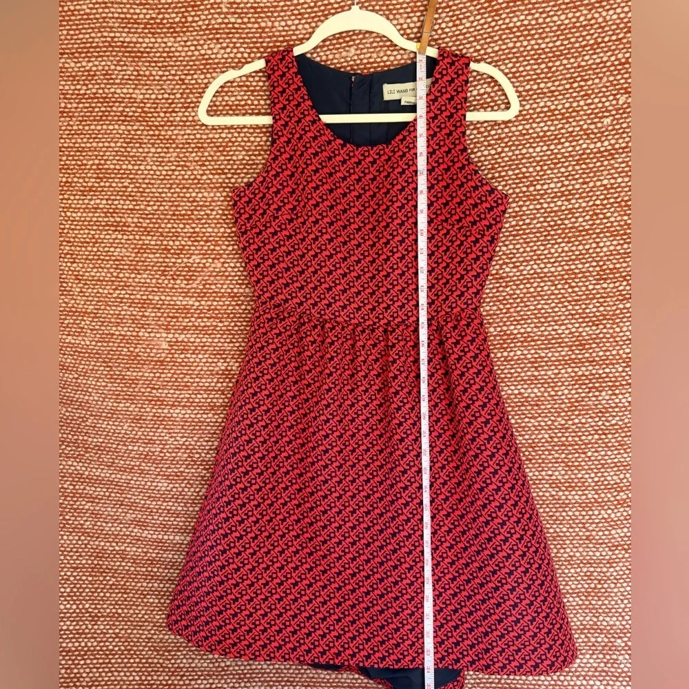 Anthropologie Red and Blue Patterned Midi Dress - Picture 8 of 11